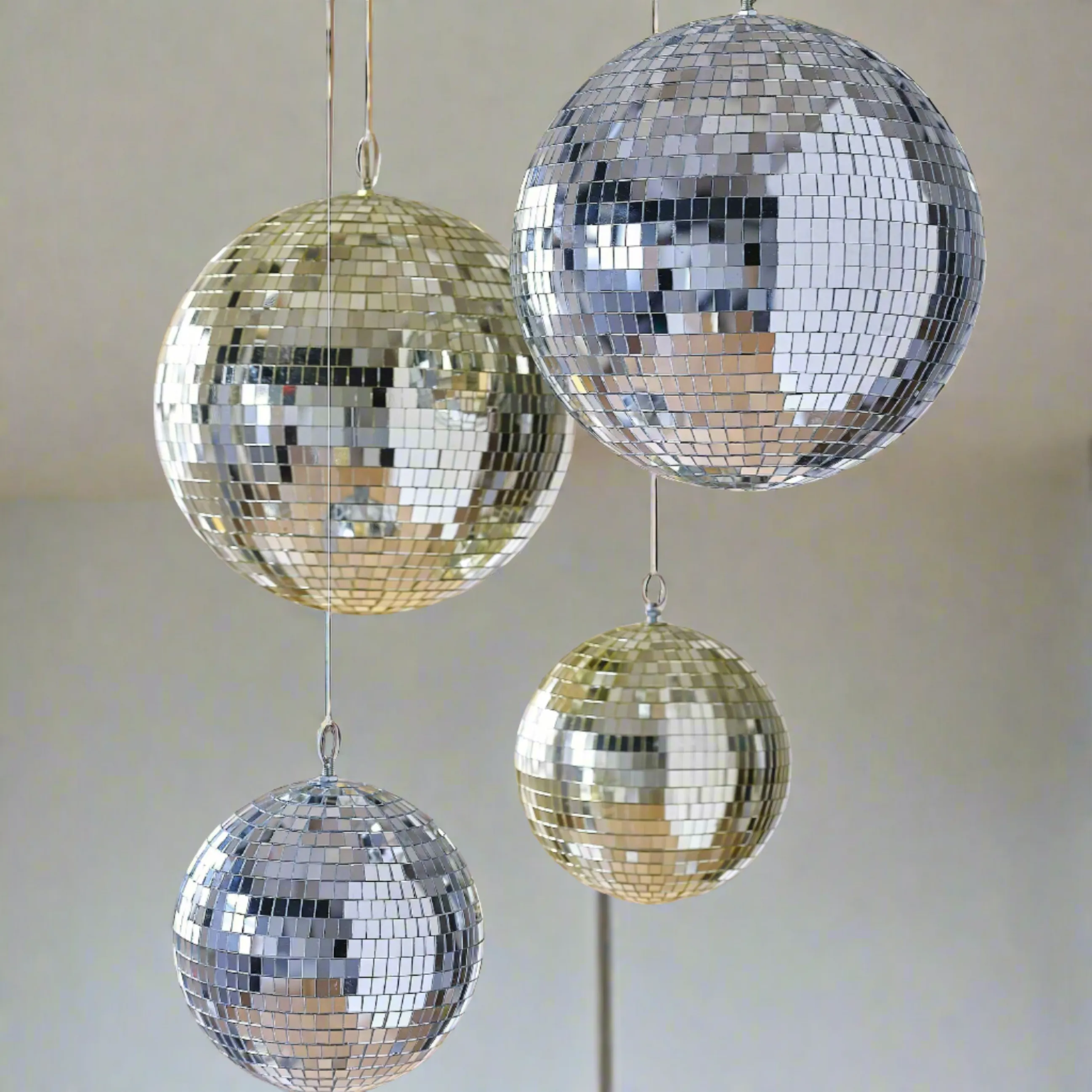 Silver Mirror Disco Ball Hanging Decoration (20cm/30cm)
