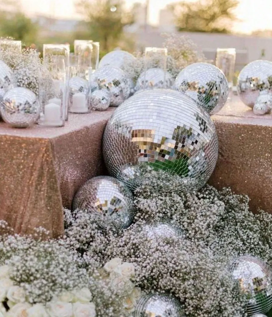 Silver Mirror Disco Ball Hanging Decoration (20cm/30cm)