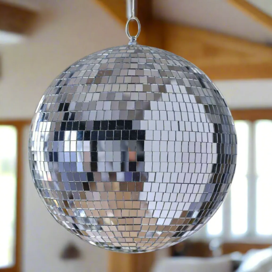 Silver Mirror Disco Ball Hanging Decoration (20cm/30cm)