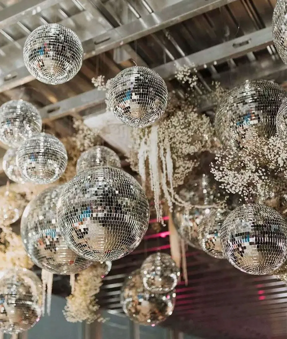 Silver Mirror Disco Ball Hanging Decoration (20cm/30cm)