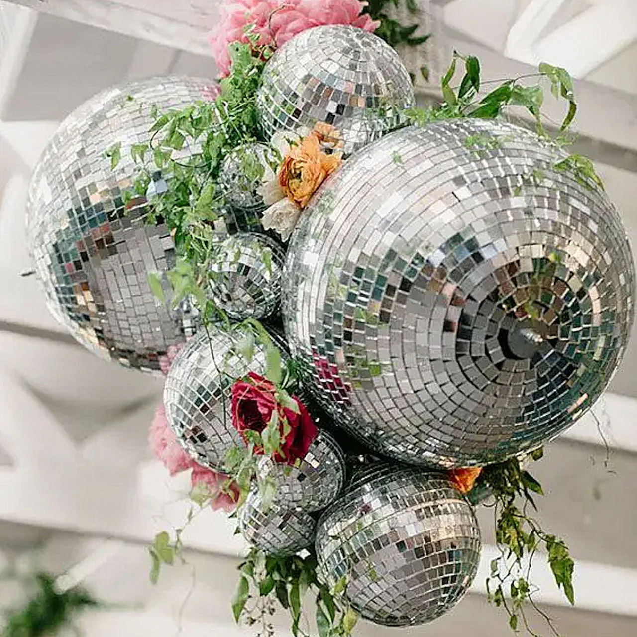 Silver Mirror Disco Ball Hanging Decoration (20cm/30cm)