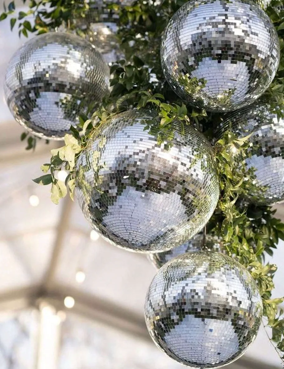 Silver Mirror Disco Ball Hanging Decoration (20cm/30cm)