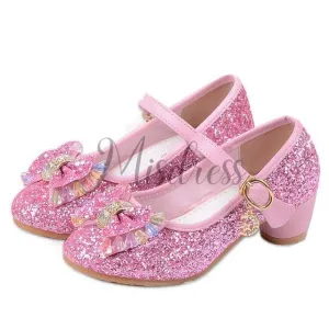 Silver/Gold/Pink Sequin Glitter Leather Wedding Princess Flower Girl Shoes Baby Kids Party Shoes
