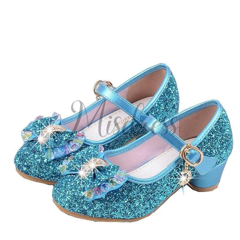 Silver/Gold/Pink Sequin Glitter Leather Wedding Princess Flower Girl Shoes Baby Kids Party Shoes