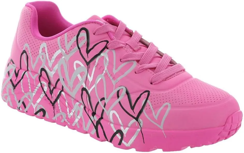 Skechers Girls' Uno Lite metallic Love
