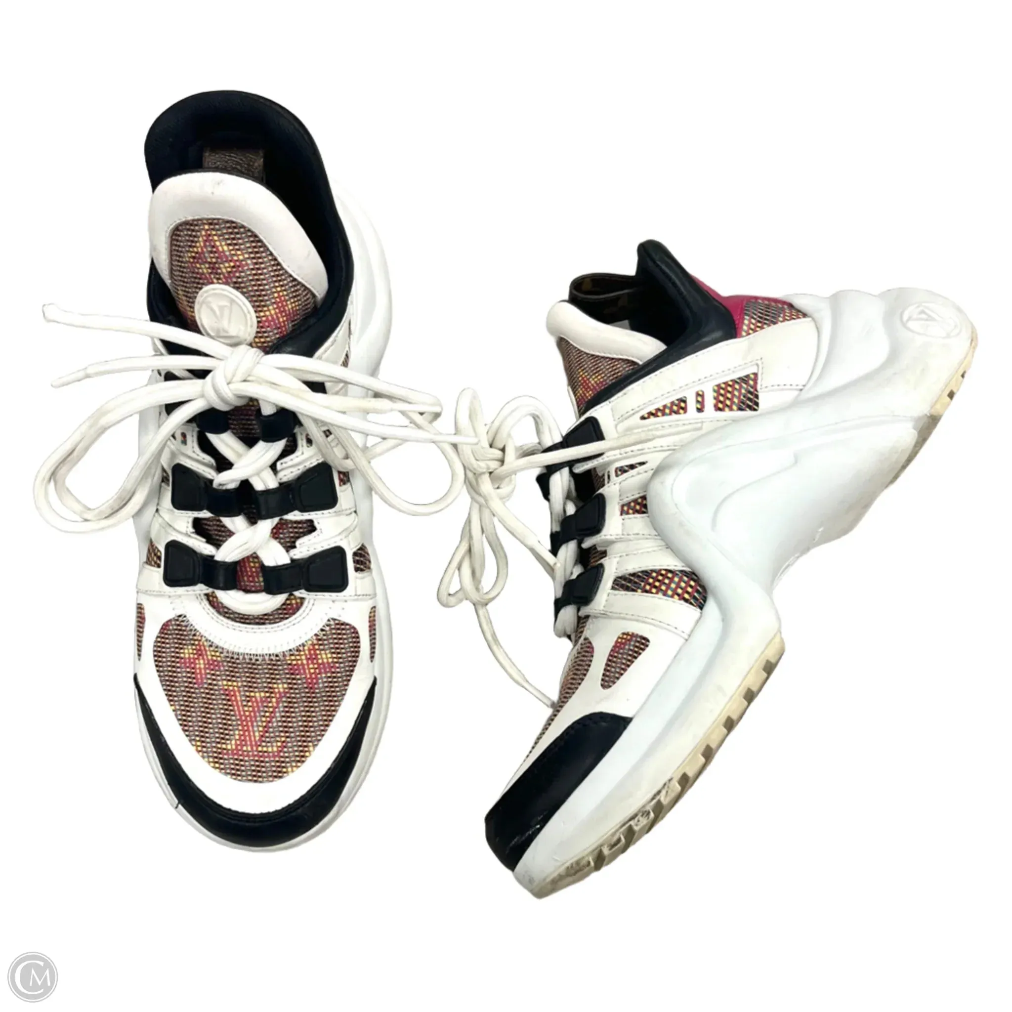 Shoes Luxury Designer By Louis Vuitton In Pink & White, Size: 6.5 Zero Drop Platform