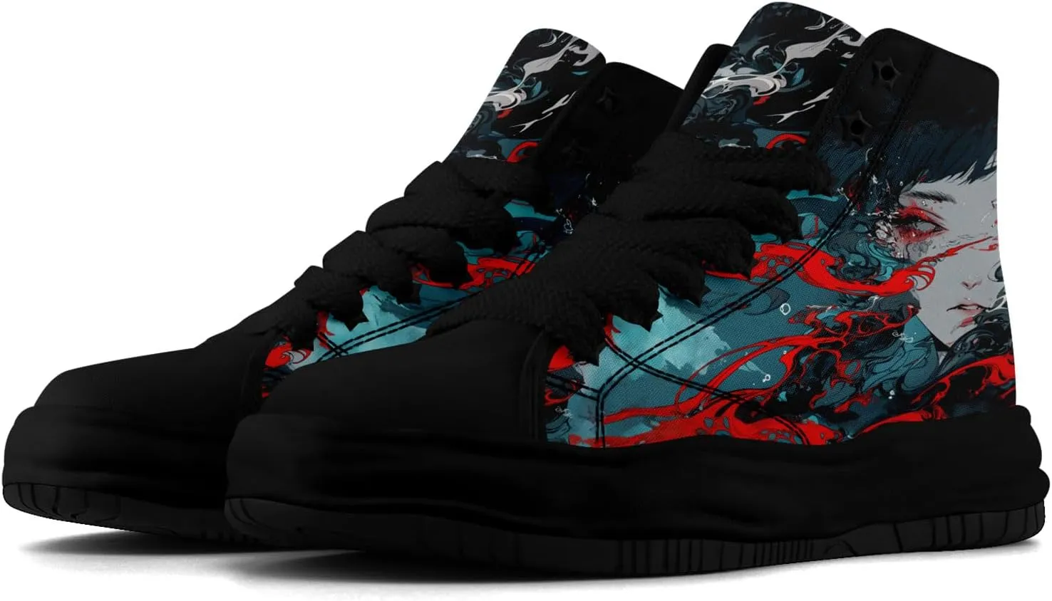 Skull High-Top Canvas Sneakers for Men Women Casual Comfortable Skateboarding Shoes, Gothic Design,Non-Slip Tennis Sneaker