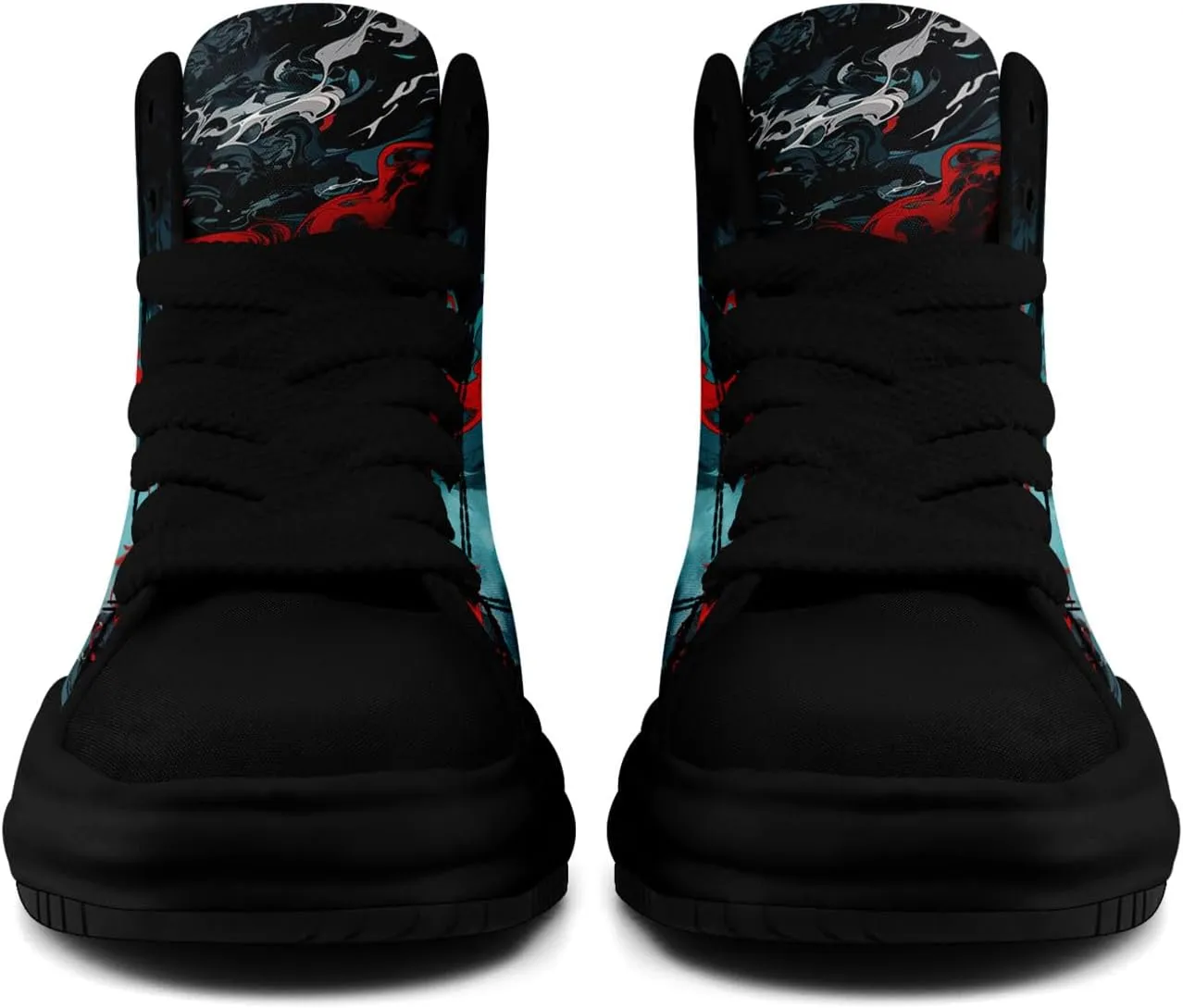 Skull High-Top Canvas Sneakers for Men Women Casual Comfortable Skateboarding Shoes, Gothic Design,Non-Slip Tennis Sneaker
