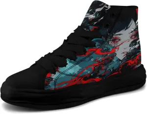 Skull High-Top Canvas Sneakers for Men Women Casual Comfortable Skateboarding Shoes, Gothic Design,Non-Slip Tennis Sneaker