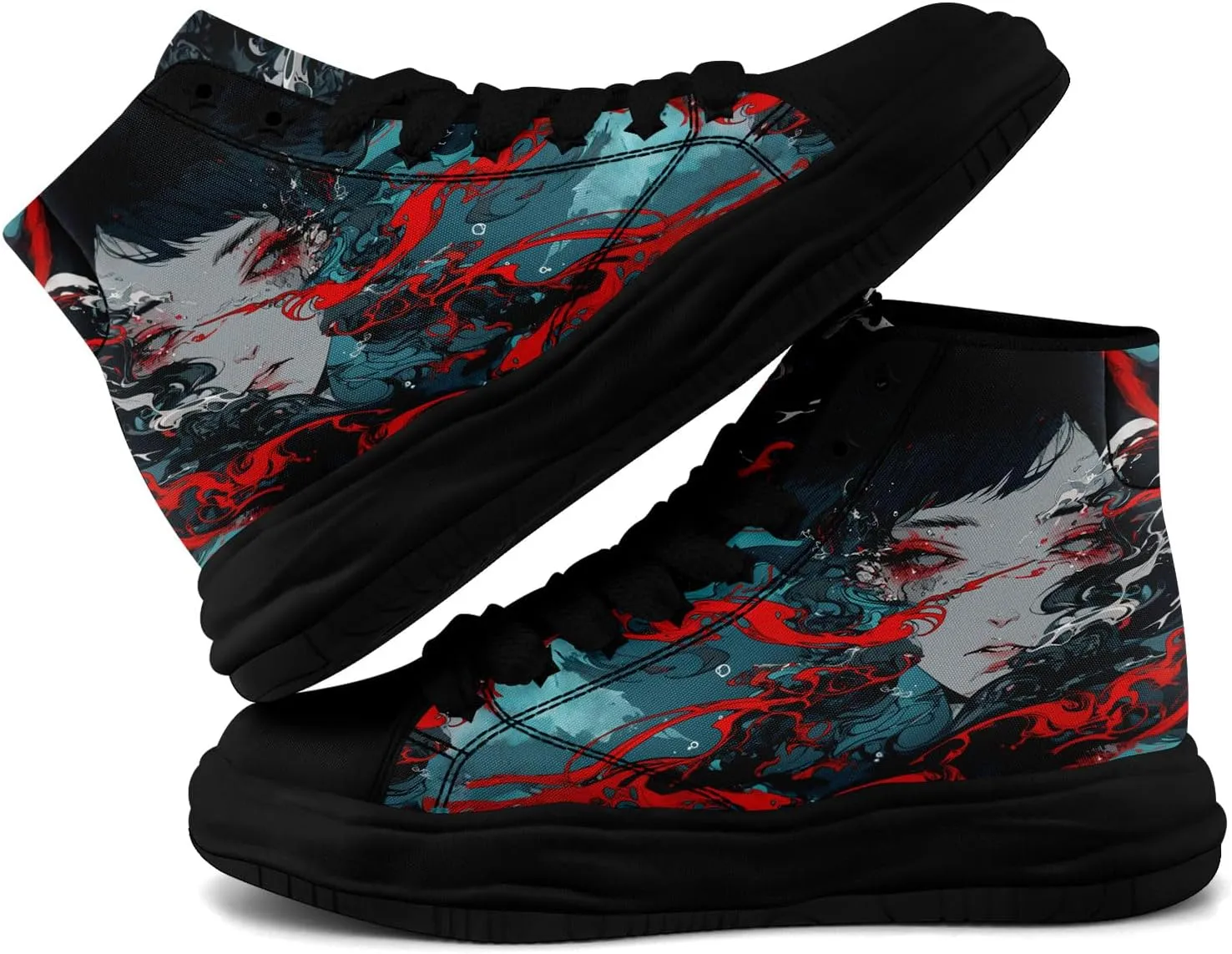 Skull High-Top Canvas Sneakers for Men Women Casual Comfortable Skateboarding Shoes, Gothic Design,Non-Slip Tennis Sneaker