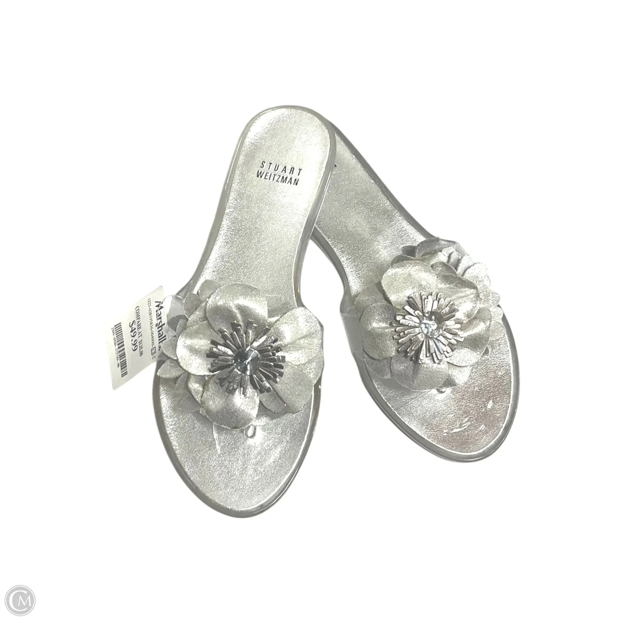 Airflow Ventilation Anti Odor Busy Professionals Sandals Designer By Stuart Weitzman In Silver, Size: 8