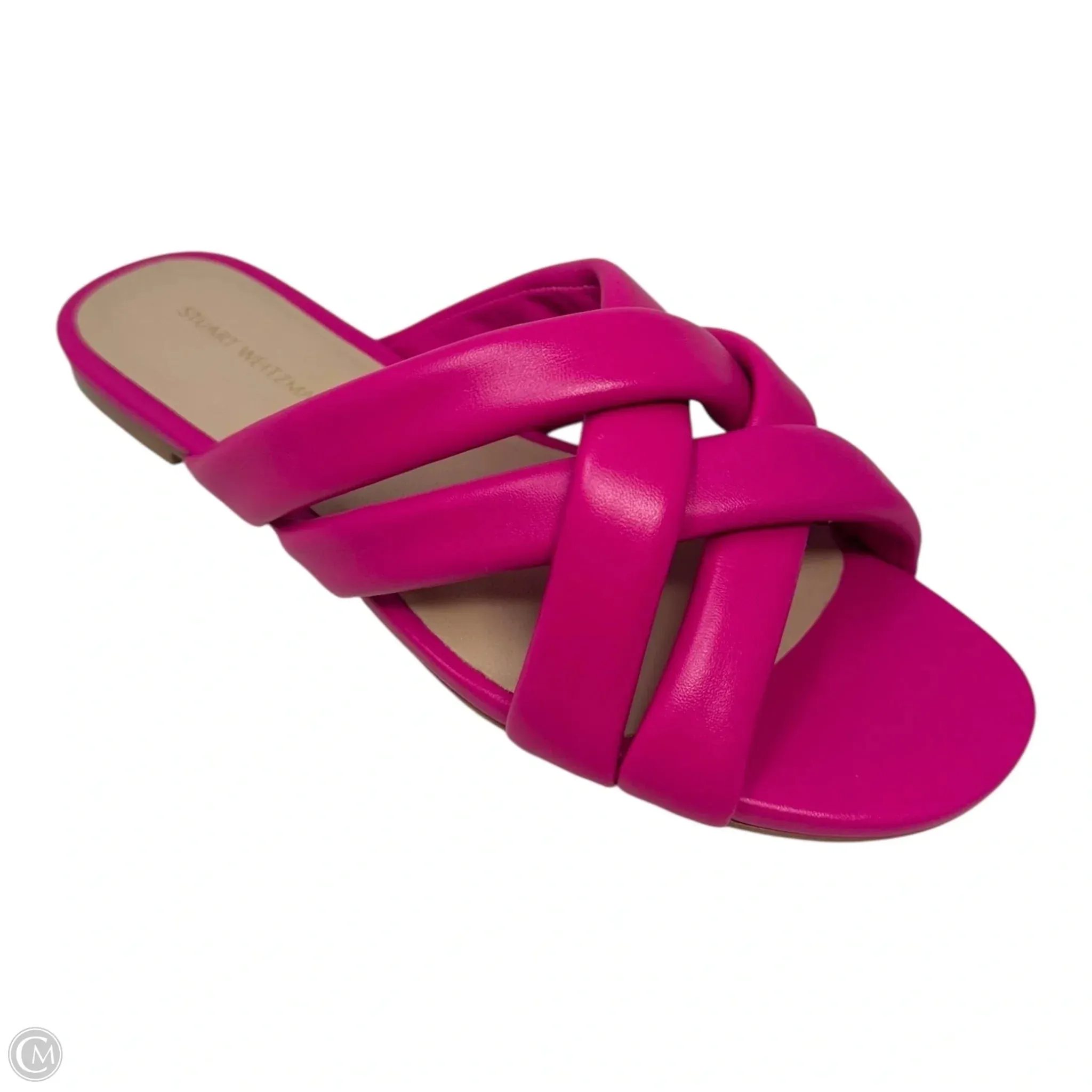 Comfort Upper Odor Control Technology Crossover Slide Sandals Designer By Stuart Weitzman In Pink, Size: 7
