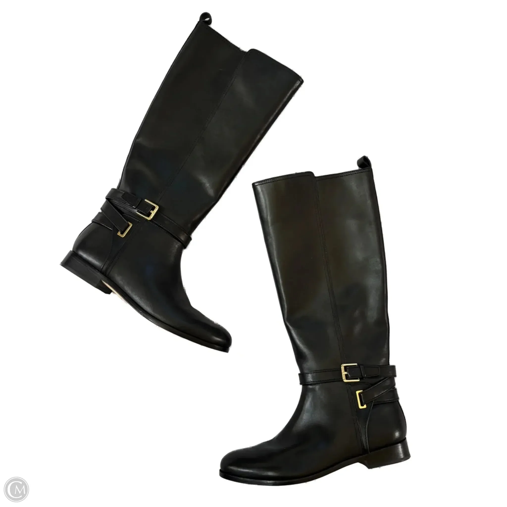 Boots Knee Flats By Lauren By Ralph Lauren In Black, Size: 9 RubberOutsole Cowgirl Vibe