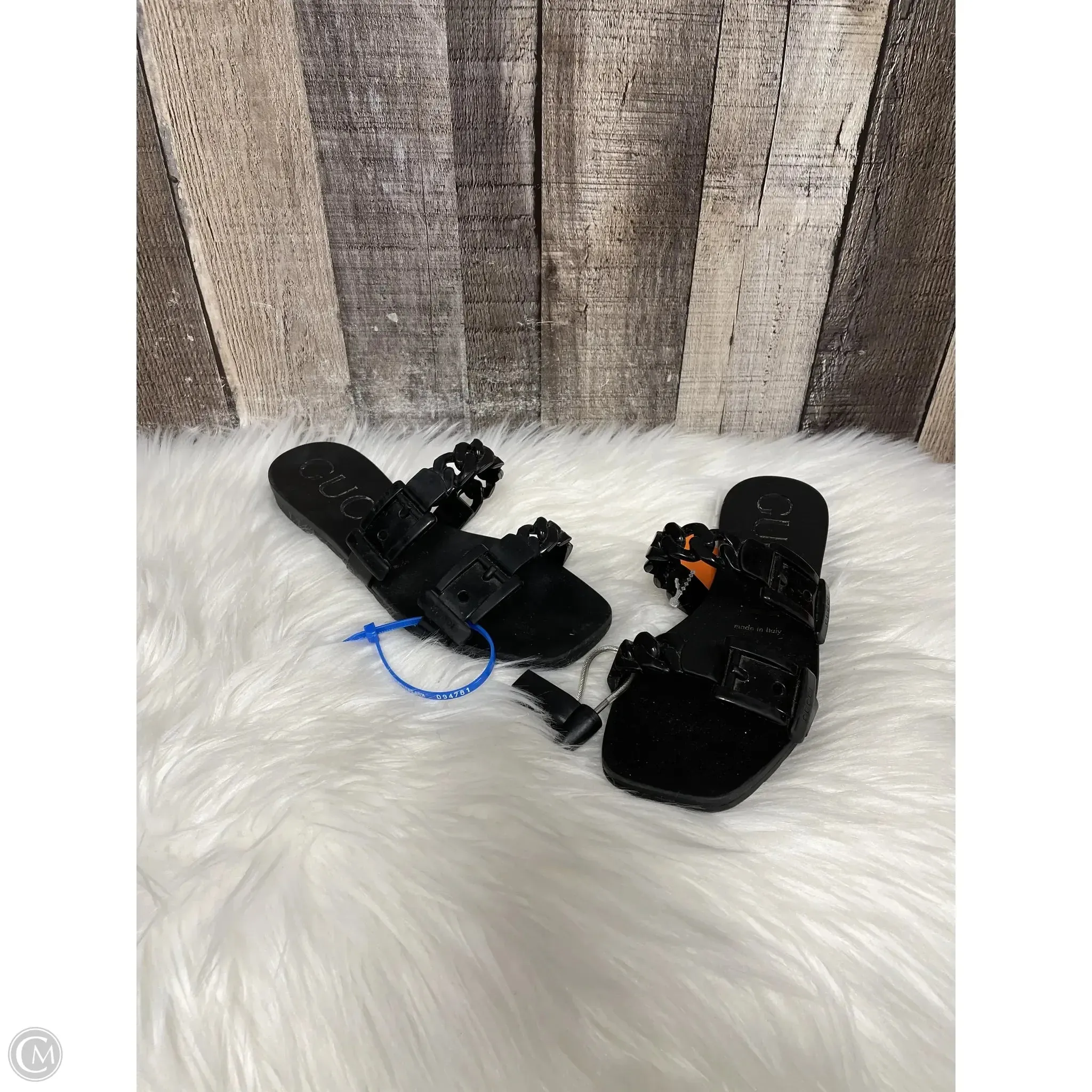 Snow Ride Sandals Luxury Designer By Gucci In Black, Size: