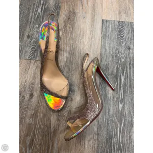 Sandals Luxury Designer By Christian Louboutin In Silver, Size: 9.5/39.5 Deep Shade