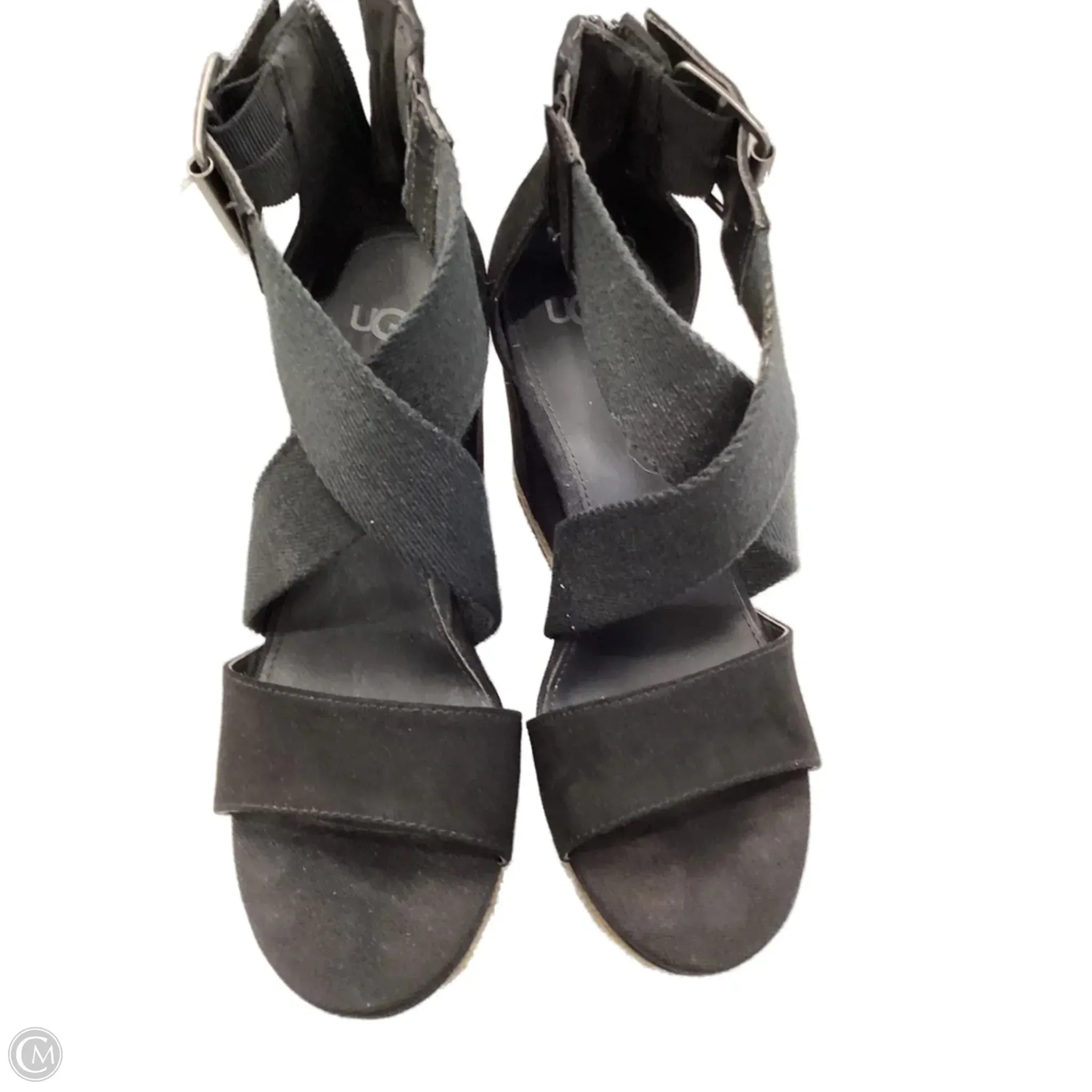 Italian Glam Sandals Designer By Ugg In Black, Size: 7
