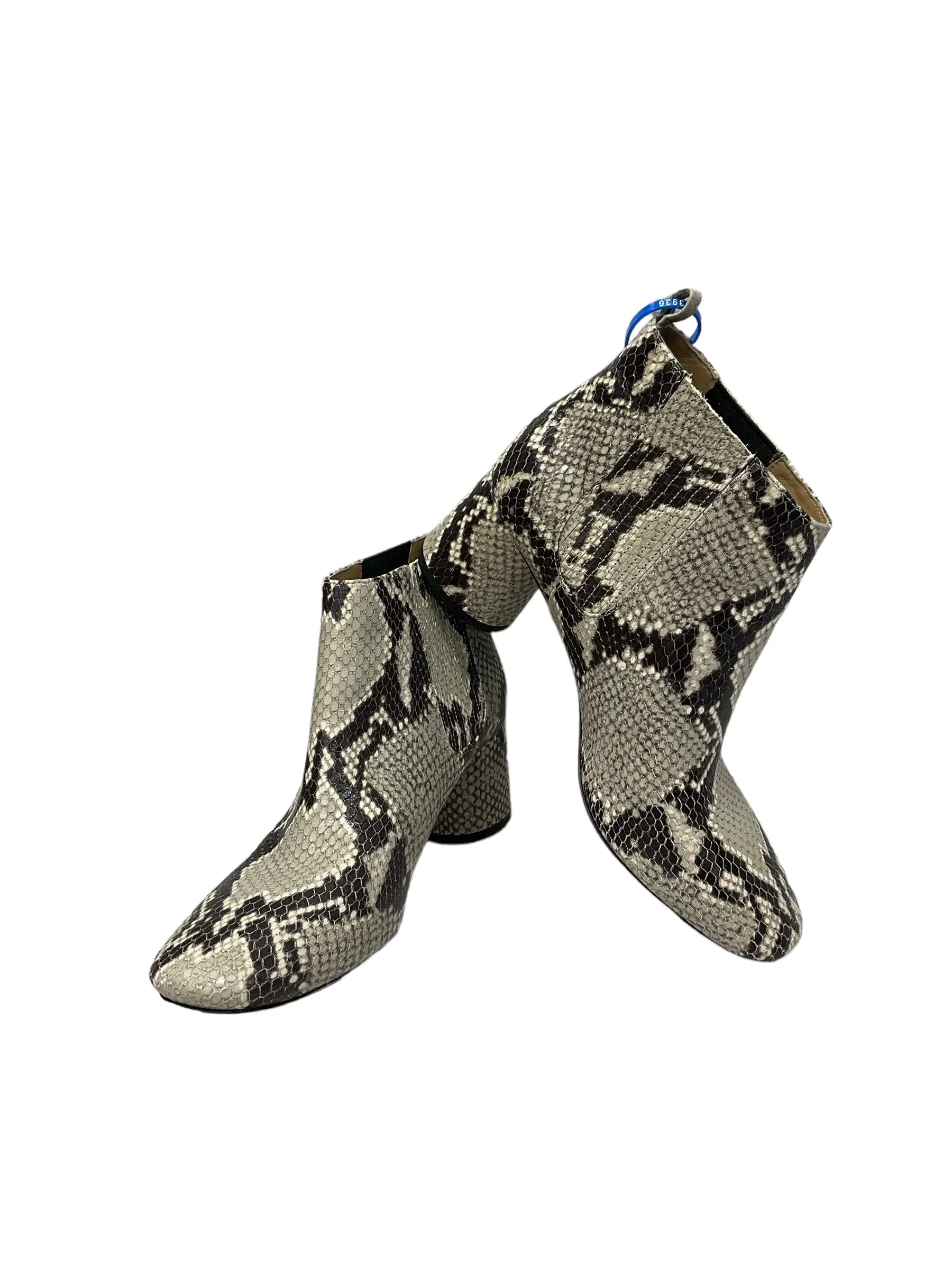 Snakeskin Print Boots Luxury Designer Marc Jacobs, Size 8 Cold Tone Friction Free Inner Seams