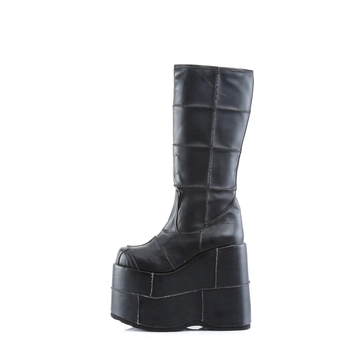 STACK-301 DemoniaCult Black Vegan Leather Sexy Unisex Platform Boots (Alternative Footwear)