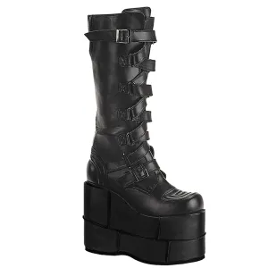 STACK-308 DemoniaCult Black Vegan Leather Sexy Unisex Platform Shoes & Boots (Alternative Footwear)