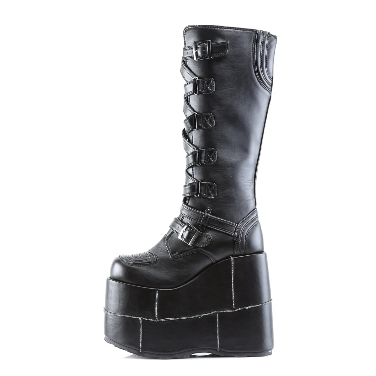 STACK-308 DemoniaCult Black Vegan Leather Sexy Unisex Platform Shoes & Boots (Alternative Footwear)