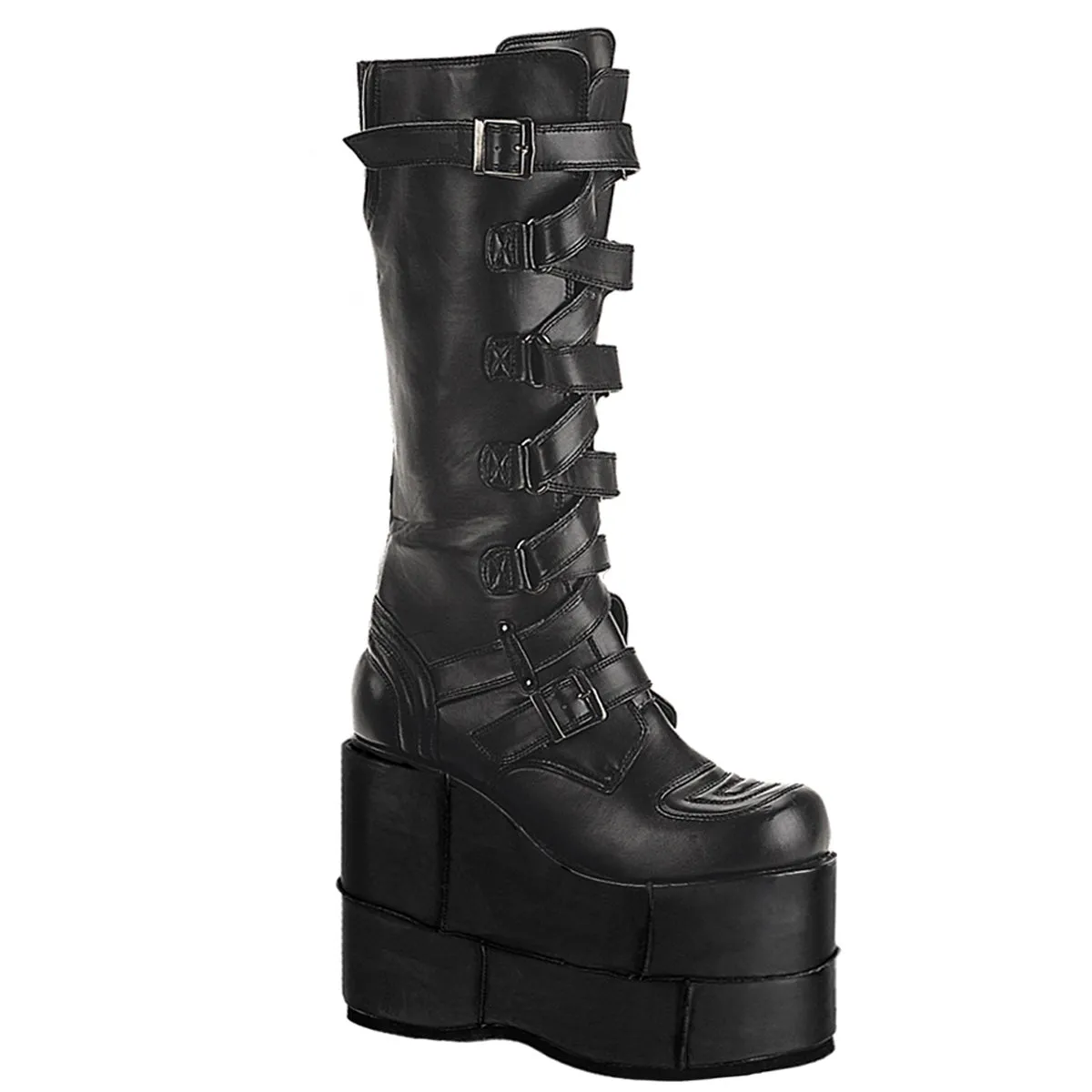 STACK-308 DemoniaCult Black Vegan Leather Sexy Unisex Platform Shoes & Boots (Alternative Footwear)