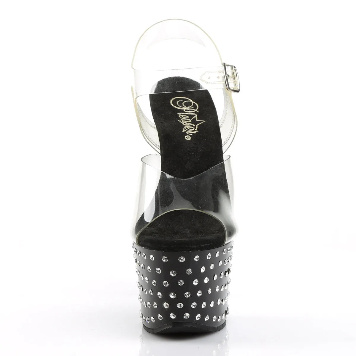 STARDUST-708 Pleaser Clear/Black Sexy Platform Shoes (Pole Dancing Heels)