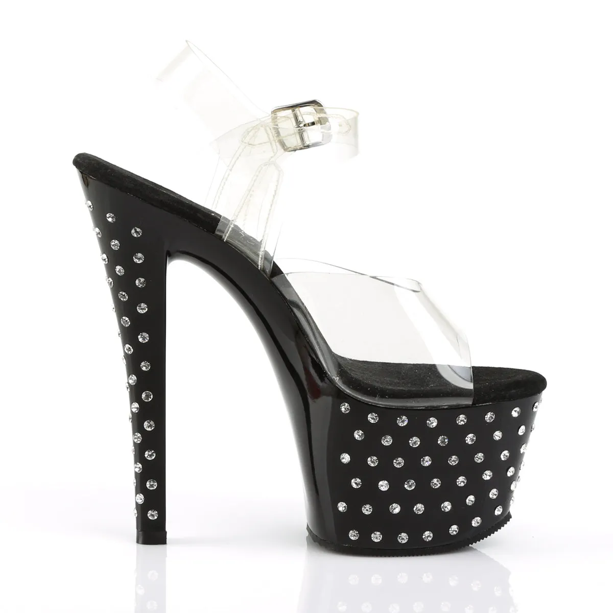 STARDUST-708 Pleaser Clear/Black Sexy Platform Shoes (Pole Dancing Heels)
