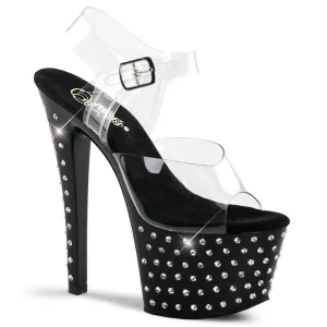 STARDUST-708 Pleaser Clear/Black Sexy Platform Shoes (Pole Dancing Heels)