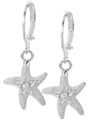 Starfish Lever Back Sterling Silver Plated Earrings