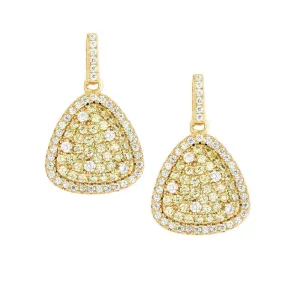 Sterling Silver Gold Triangle Micro Pave Earrings