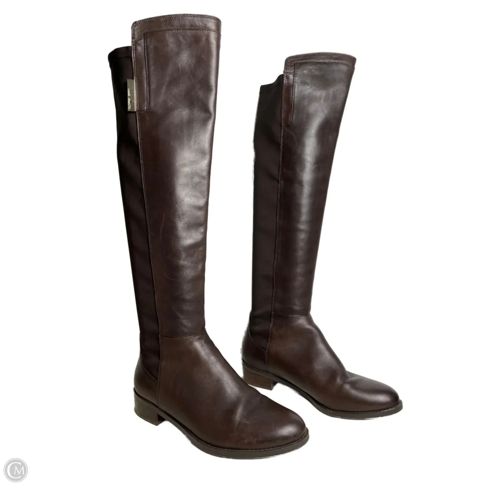 Mid Cut Boots Knee Flats By Vince Camuto In Brown, Size: 7.5