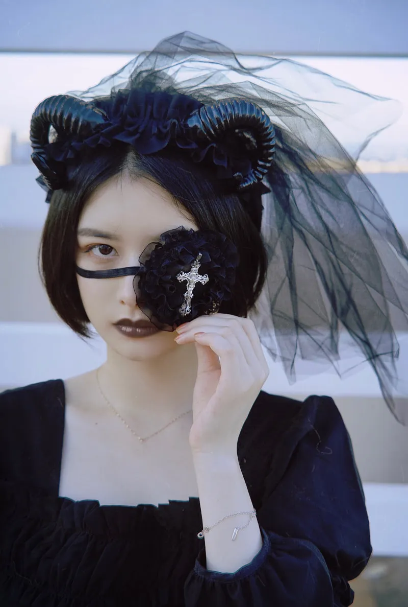Strange Sugar~Gothic Lolita Lace Cross Eye Mask