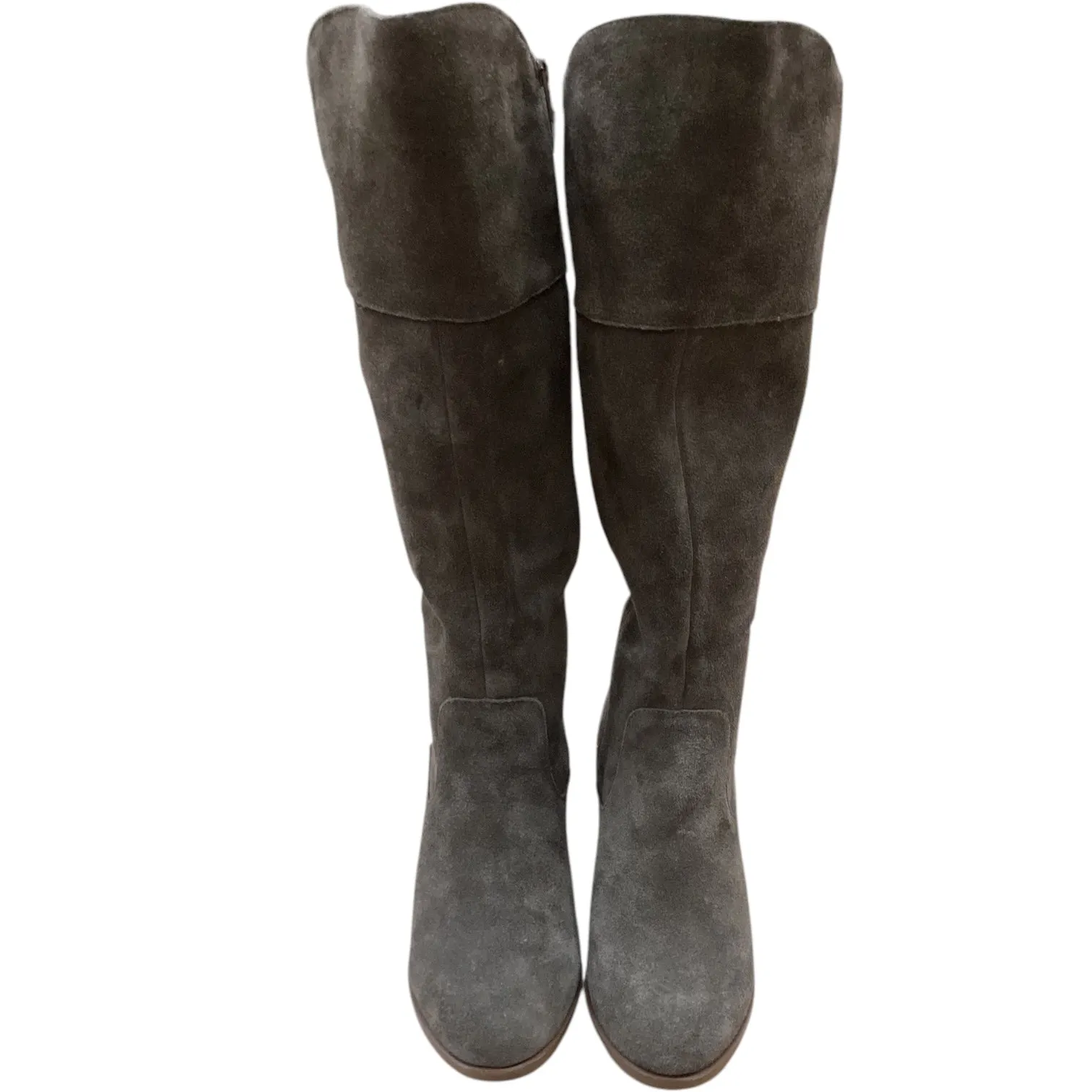 Boots Knee Heels By Crown Vintage In Brown, Size: 7.5 Non Slip Tread Pattern