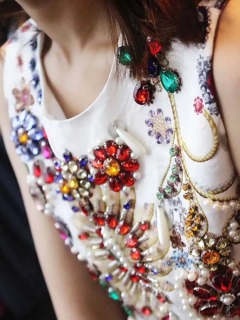 Stunning Hand-Embellished Jewel-Inspired Sleeveless Mini Dress