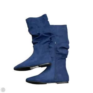 Customizable Fit Features TPU Outsole Boots Knee Flats By Shoedazzle In Navy, Size: 10
