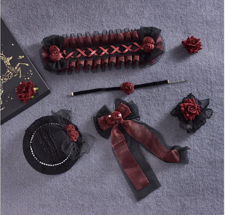 Sugar Time~Gothic Lolita Burgundy Hair Accessory