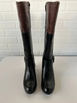 Boots Knee Flats By Unisa In Black & Brown, Size: 6 Textile Lining