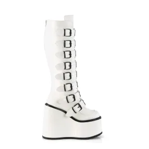 Swing 815 White Vegan Leather Platform Knee Boots