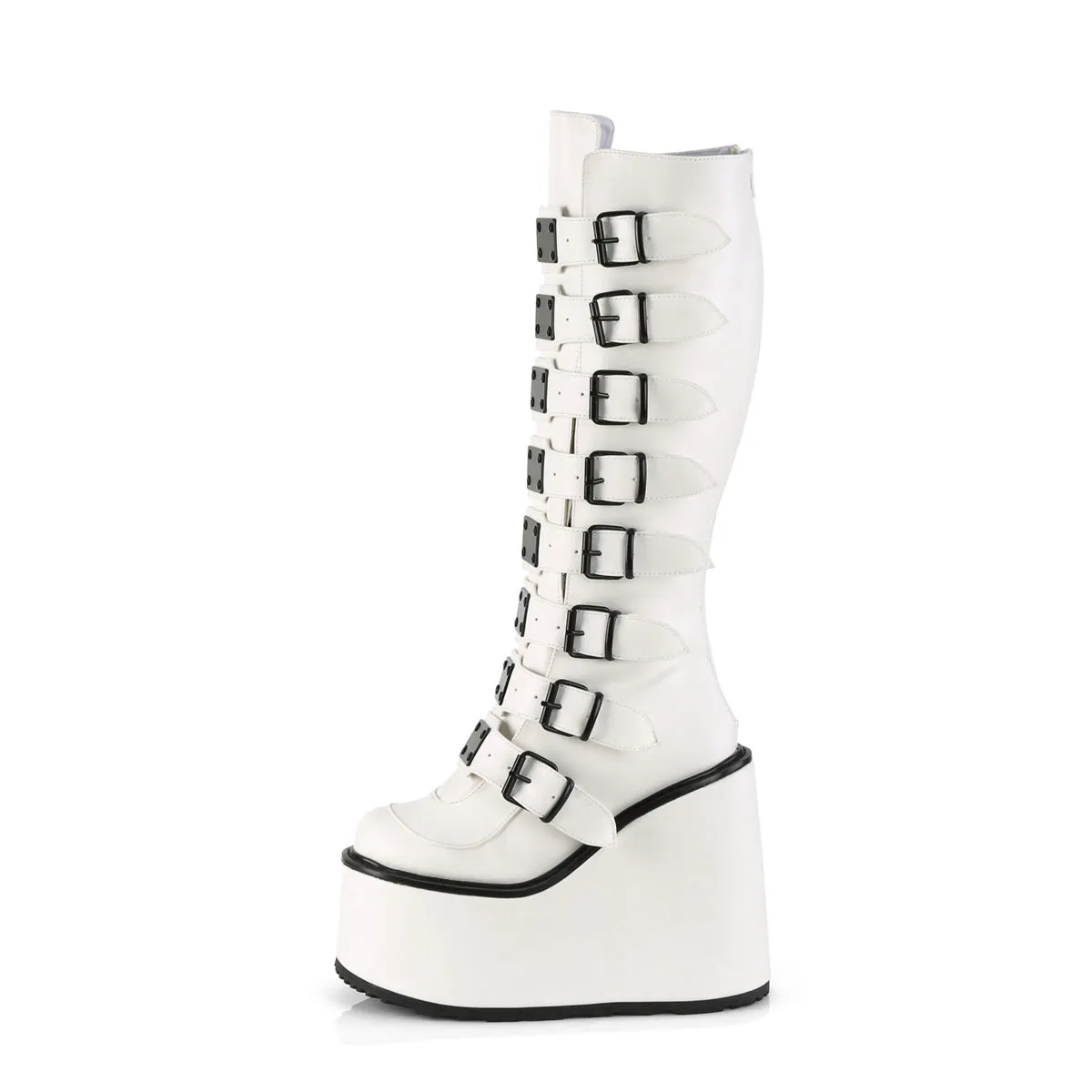 Swing 815 White Vegan Leather Platform Knee Boots