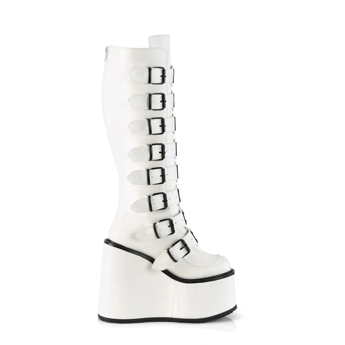 Swing 815 White Vegan Leather Platform Knee Boots