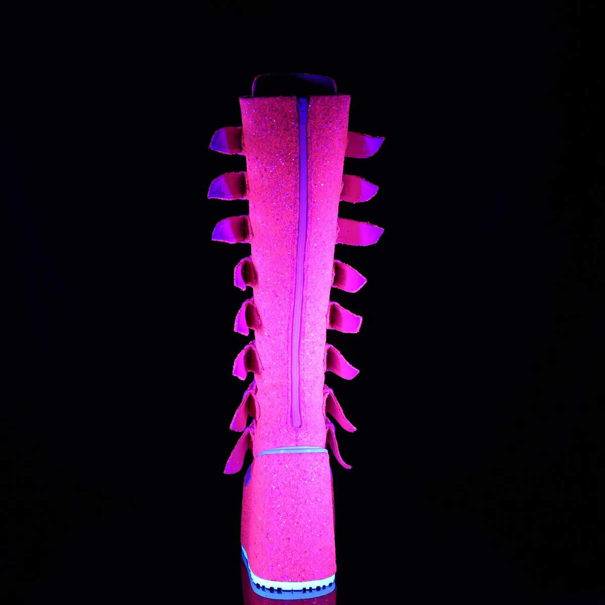 Swing 815UV Pink UV Glitter Platform Knee Boots