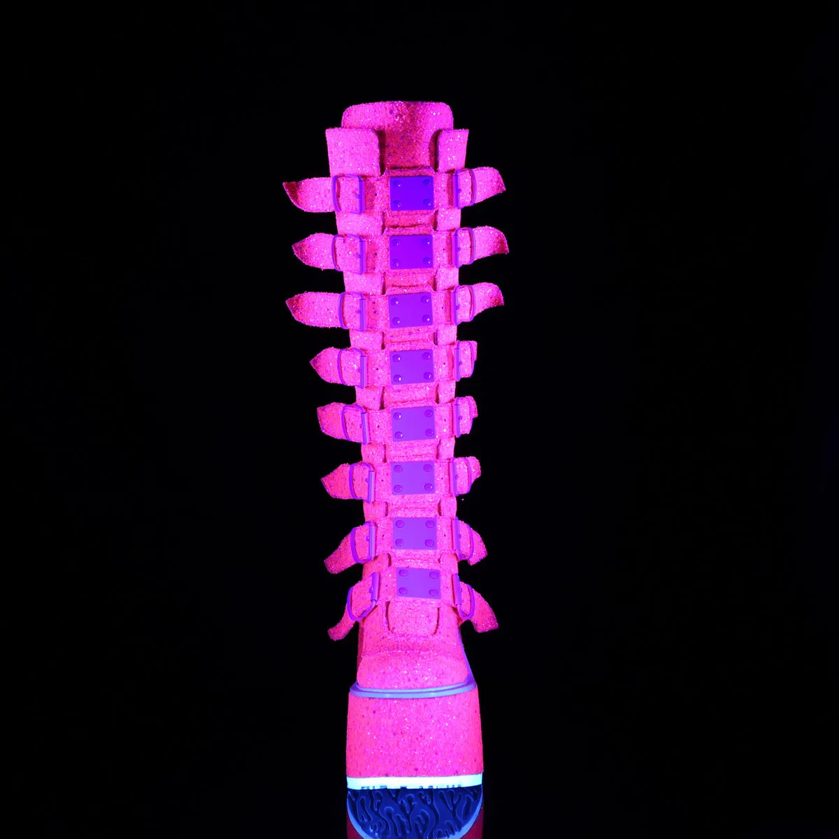 Swing 815UV Pink UV Glitter Platform Knee Boots