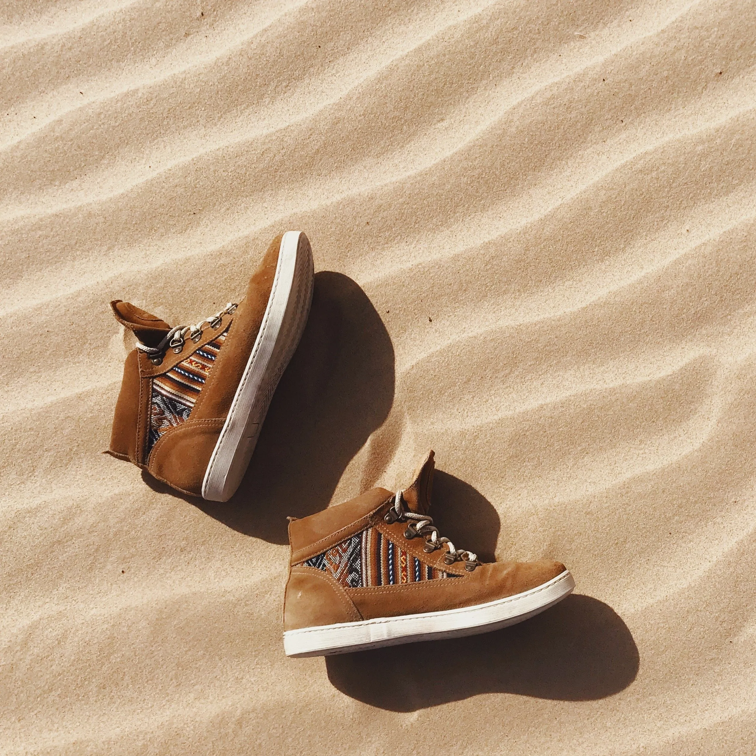 Tan Suede Camping Boot Neutral Pair Seamless Internal Structure