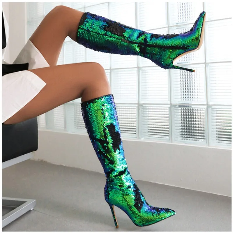 Tara Mermaid Sequin Boots - 4 Colors