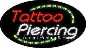 Tattoo Piercing Flashing & Animated LED Sign (High Impact, Energy Efficient)