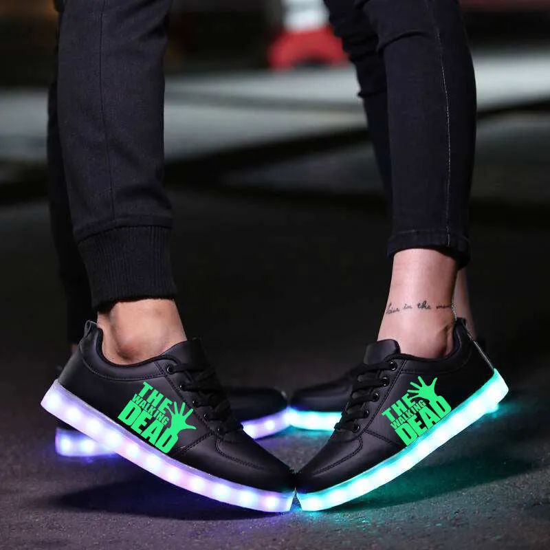 The Walking Dead Shoes Light Up Shoes Sneakers Unisex Low Top Sneakers Colorful Flashing LED Luminous Shoes  Gifts
