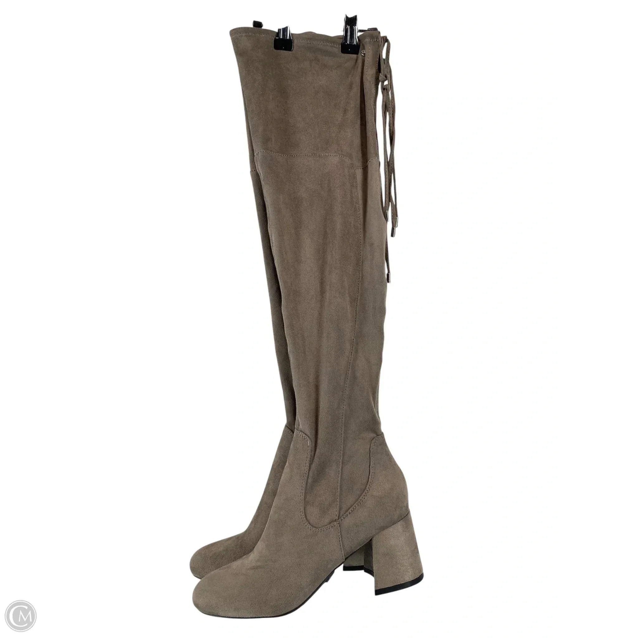 Cushioned Step All Day Worker Stable Structure Boots Knee Heels By Liz Claiborne In Grey, Size: 7