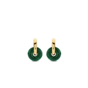 Ti Sento Malachite Green Drop Hoop Earrings