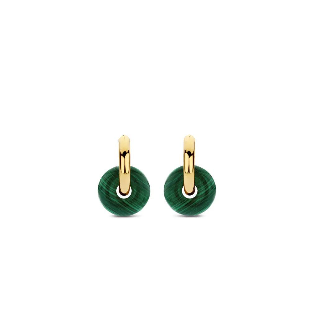 Ti Sento Malachite Green Drop Hoop Earrings
