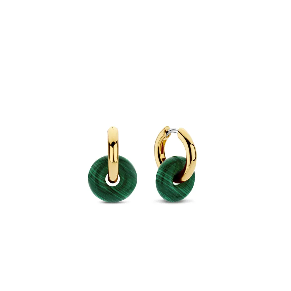 Ti Sento Malachite Green Drop Hoop Earrings